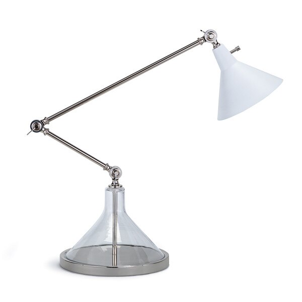 Polished nickel and glass coastal lamp